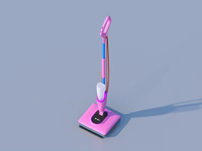 Pink Household Mop with Blue Handle and White Cleaning Head for Home Floor Cleaning 3d model