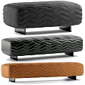 Stylish Ottoman Footstool With Zigzag Pattern Metal Legs In Black Dark Green Brown