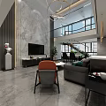 Modern Duplex Living Room Interior With Open Layout Sofa Chandelier And Windows
