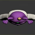 3D Purple Raccoon Character With Golden Crown Green Eyes White Hoodie And Dark Pants