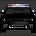 Modern Black And White Police Car With Roof Lights And Reflection Details