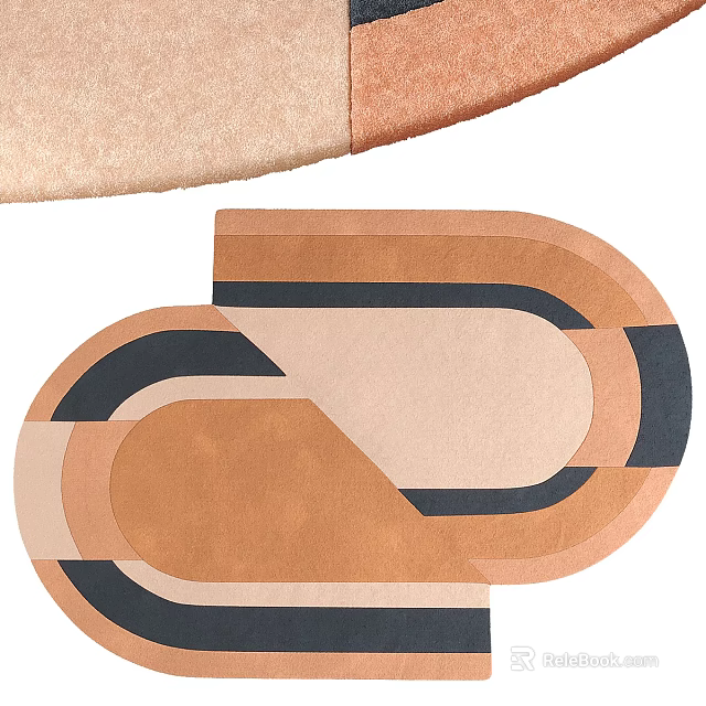 Geometric Shaped Area Rug With Color Block Design 3d model