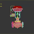 Red Industrial Control Valve with Pneumatic Actuator Metal Body for Pipeline Systems