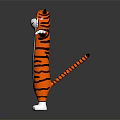 Cartoon Tiger Mascot Figure Standing With Open Arms Orange Black Stripes White Paws