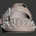Fashionable Pink Studded Shoes with Buckle Strap and Perforated Design