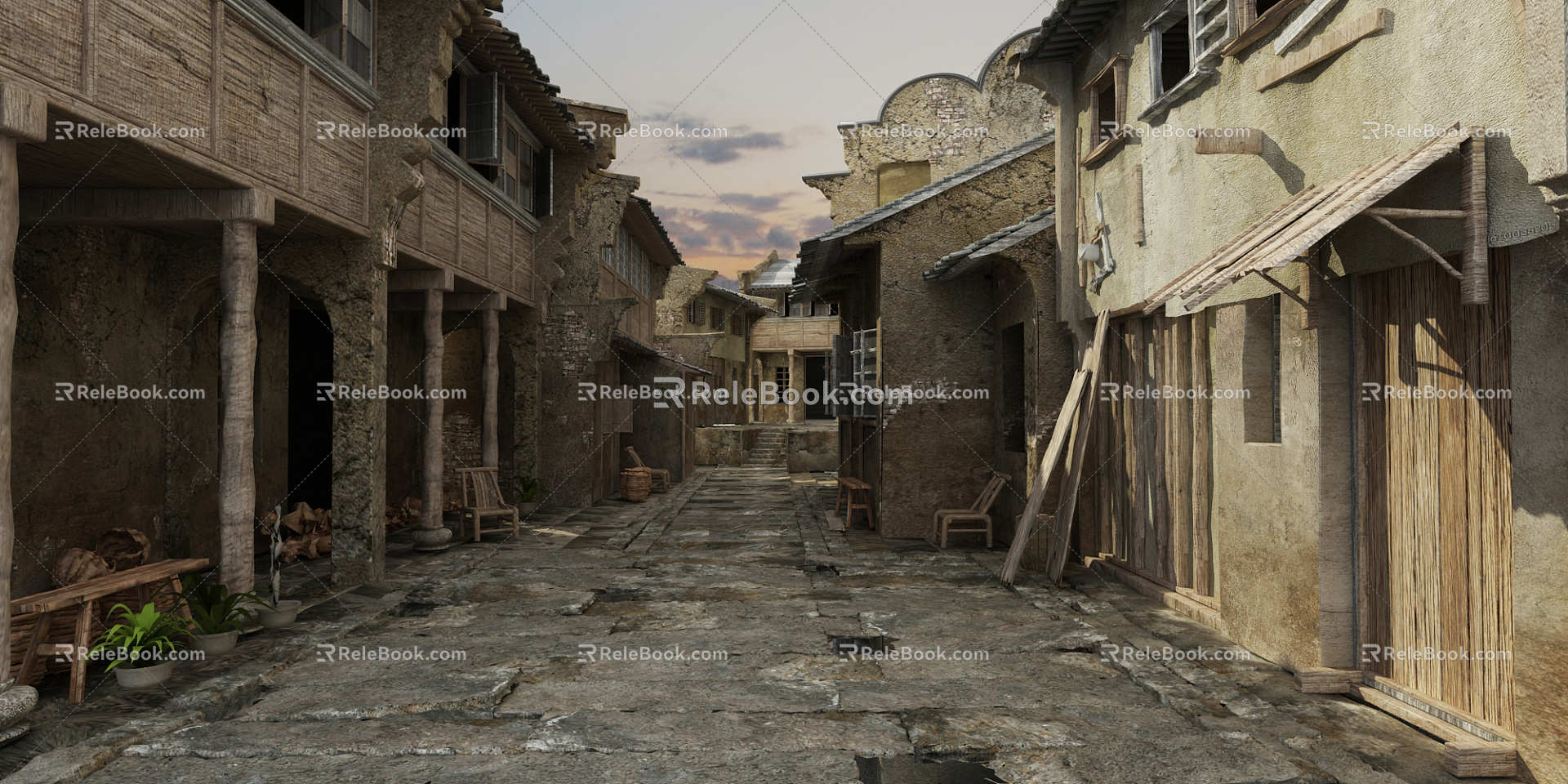 Chinese Ancient Building and Ancient Street 3d model