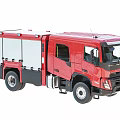 Red Fire Truck With White Storage Compartments Side Cabin And Emergency Equipment