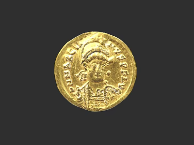 Antique Style Gold Circular Jewelry With Intricate Portrait And Inscriptions 3d model