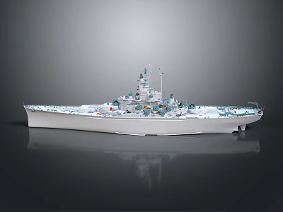 White Military Warship Model With Superstructure Antennas And Deck Equipment 3d model