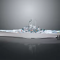 White Military Warship Model With Superstructure Antennas And Deck Equipment