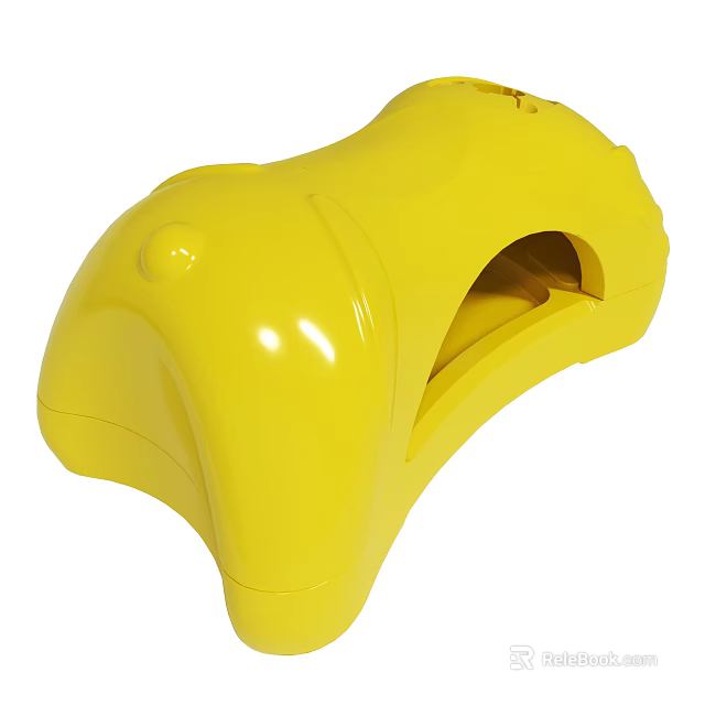 Bright Yellow Plastic Object With Rounded Shape And Hollow Design For Use 3d model 