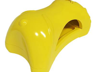 Bright Yellow Plastic Object With Rounded Shape And Hollow Design For Use 3d model
