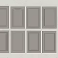 Different Style Gray Cabinet Door Panels Arranged On Light Wall For 3d model