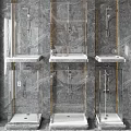 Modern Shower Sauna Interior With Marble Wall Glass Enclosure And Shower Heads