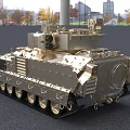 Golden Military Tank Model with Turret Tracks Antenna and Detailed Armor