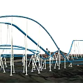Thrilling Large Scale Amusement Park Roller Coaster With Blue Track And White Supports