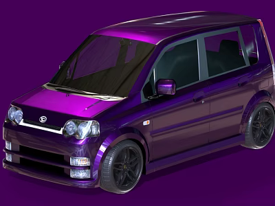 Purple Compact Car With Shiny Exterior Black Alloy Wheels And Sporty Design 3d model