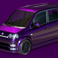 Purple Compact Car With Shiny Exterior Black Alloy Wheels And Sporty Design