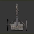 Vintage Military Wheeled Weapon Mounted With Ammunition Box And Metal Frame