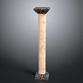 Elegant Classical Marble Architectural Column With Ornate Capital And Textured Base