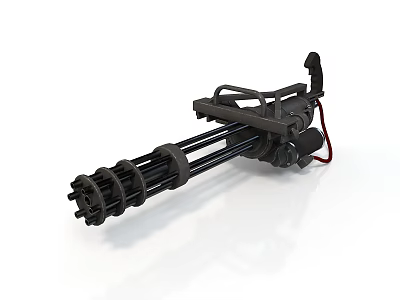 Multi Barrel Machine Gun With Tactical Metal Frame And Automatic Firing System Military Weapon Design 3d model