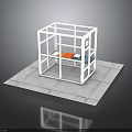 Small Cage Like Building With Bed Inside And Platform Base