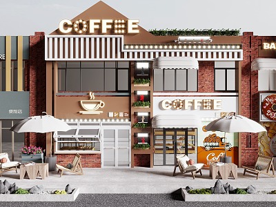 Modern Door Head Coffee Shop Door Head Facade 3d model