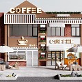 Modern Door Head Coffee Shop Door Head Facade 3d model