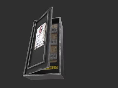 Open Metal Storage Box With Electronic Components And ECS Label 3d model
