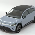 Light Blue Modern Electric Car Front View 3d model