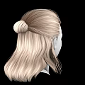 Game and Movie Character 3D Head Model With Long Blonde Hair and Center Part Design