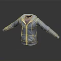 Blue Zipper Hoodie With Purple Inner Layer And Open Front Casual Design