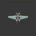 Futuristic Aircraft Model With Blue Yellow Accents And Wing Structure Design
