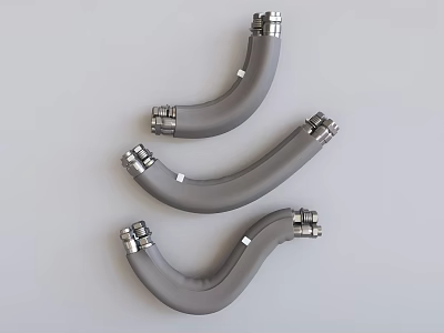 Faucet Curved Gray Metal Parts Three Pieces For Bathroom Plumbing Fixtures 3d model