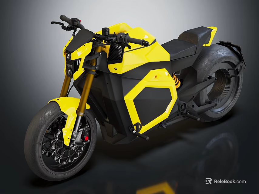 Yellow and Black Modern Motorcycle with Futuristic Design and Sleek Body 3d model 