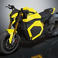 Yellow and Black Modern Motorcycle with Futuristic Design and Sleek Body