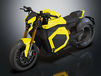 Yellow and Black Modern Motorcycle with Futuristic Design and Sleek Body 3d model
