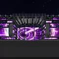 Dynamic Stage Design With Purple Green Lighting LED Screens And Geometric Lines