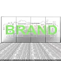 Brand Display On Office Glass Wall With Innovations Teamwork Strategy Elements