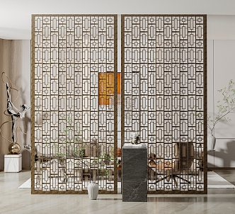 New Chinese Partition Metal Partition Screen 3d model