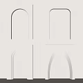 Decorative Architectural Wall Components Featuring Arched And Rectangular Shapes On White Wall For Interior Decor 3d model