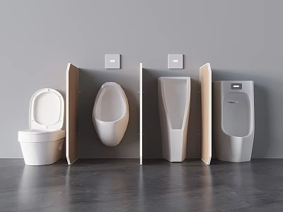 Modern Urinal Designs With Sleek Shapes Wall Mounted Various Styles For Contemporary Bathroom 3d model