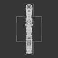 Futuristic Tech Inspired Weapon With Metallic Texture Heavy Duty Ringed Barrel And Red Gray Grip