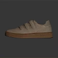 Light Brown Casual Shoes With Velcro Straps And Suede Upper Rubber Sole Design