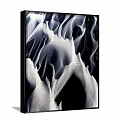 Black And White Abstract Painting With Flowing Wave Textures For Modern Wall Art