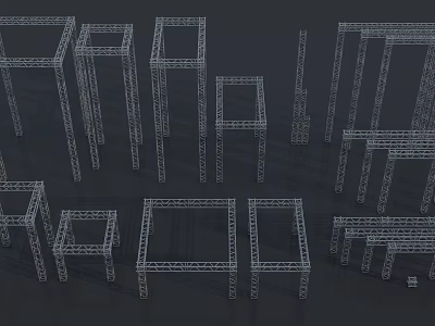 Geometric Metal Frame Furniture with Various Shapes Sizes and Modern Structures Design 3d model