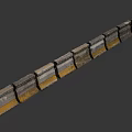 Weathered Concrete Barrier Blocks With Yellowish Patches And Textured Surface