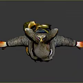 Cute Rabbit Character In Military Costume With Long Ears And Orange Feet