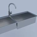 Stainless Steel Double Bowl Kitchen Sink With Modern Faucet For Home Kitchen Use
