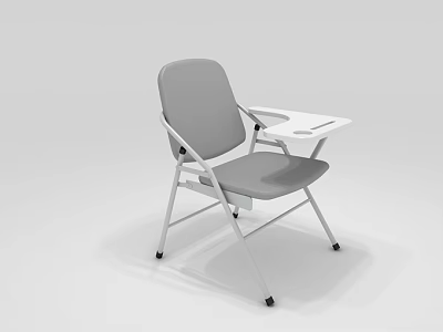 School Classroom Gray Folding Chair With Attached Writing Desk Design 3d model